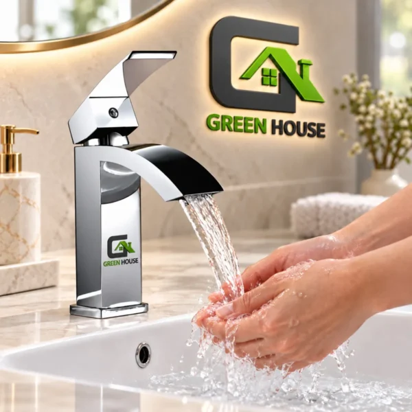 Mezcladora De Lavatorio Caida Cascada Cromada Brillante 15cm Cuadrada
