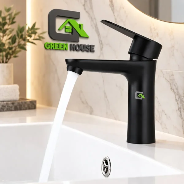 Mezcladora De Lavatorio 15cm Negro Redonda Acero Inoxidable