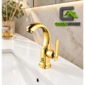 Caño Lavatorio Dorado Brillante Modelo Cisne 20cm Acero Inoxidable