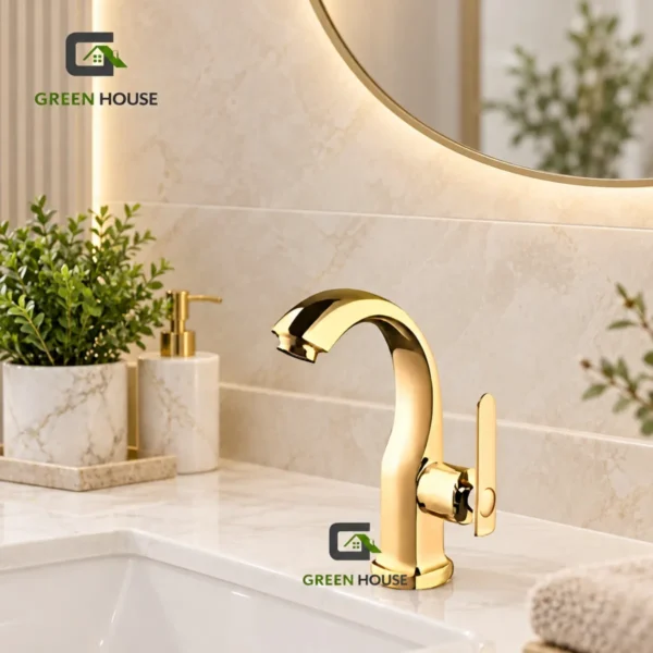 Caño Lavatorio Dorado Brillante Modelo Cisne 20cm Acero Inoxidable