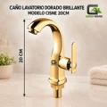 Caño Lavatorio Dorado Brillante Modelo Cisne 20cm Acero Inoxidable