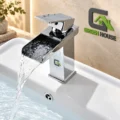 Mezcladora Monocomando De Lavatorio Caida Cascada Cuadrada Baja 17Cm Acero Inoxidable