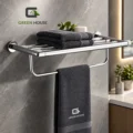 Elegante Toallero Con Repisa Cromado Brillante Acero Inoxidable 60cm