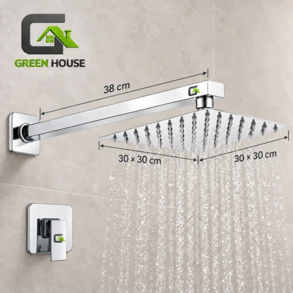 Kit Monocomando De Ducha 12 Pulgadas Acero Cromado + Accesorios Acero