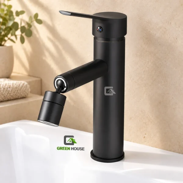 Mezcladora De Lavatorio Con Boquilla Rotativa 360° Negro