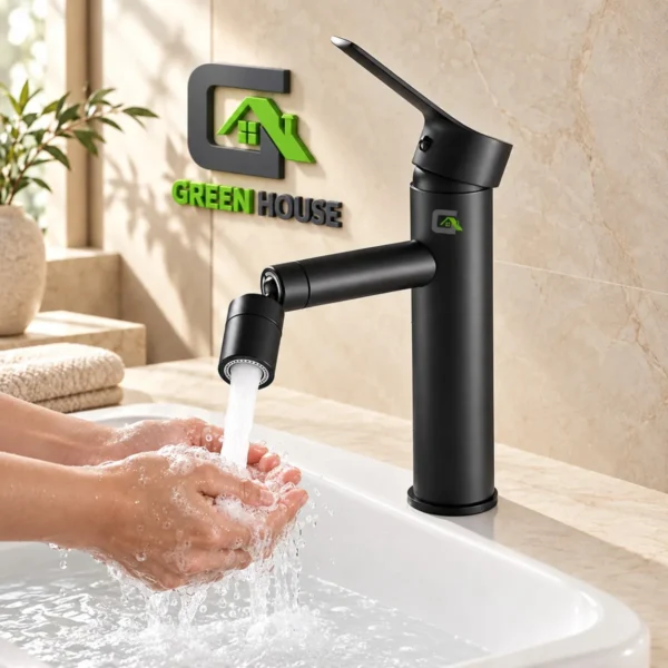 Mezcladora De Lavatorio Con Boquilla Rotativa 360° Negro