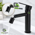 Mezcladora De Lavatorio Con Boquilla Rotativa 360° Negro