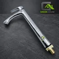 Griferia De Lavatorio 30cm Alto Cromado Brillante Agua Fria Acero Inoxidable