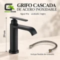 Griferia  Acero De Lavatorio Bajo Negro Mate Agua Fria