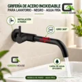 Griferia Acero Inoxidable Para Lavatorio Negro Agua Fria
