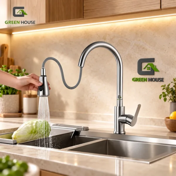 Mezcladora De Cocina Monocomando Extraible Acero Inoxidable
