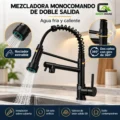 Griferia Mezcladora Monocomando Doble Salida De Agua Acero Inoxidable