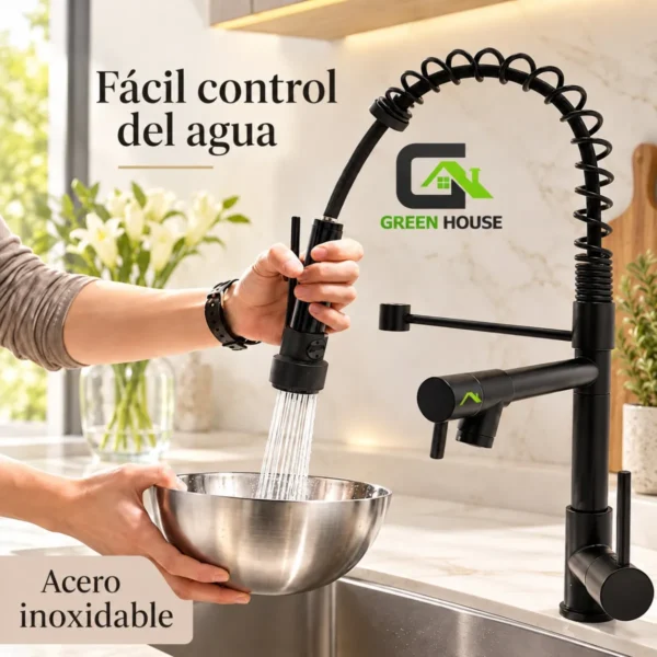 Griferia Mezcladora Monocomando Doble Salida De Agua Acero Inoxidable