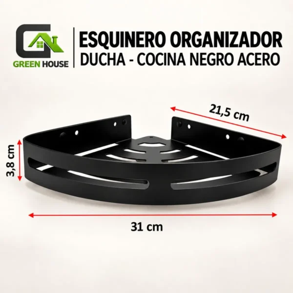 Esquinero Organizador Ducha -Cocina Negro Acero Inoxidable