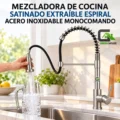 Mezcladora De Cocina Satinado Extraible Espiral Acero Inoxidable Monocomando