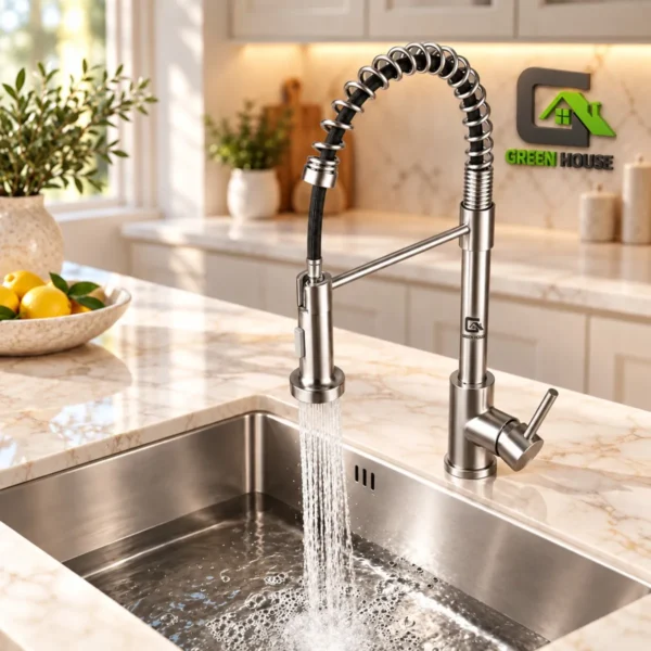 Mezcladora De Cocina Satinado Extraible Espiral Acero Inoxidable Monocomando