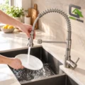 Mezcladora De Cocina Satinado Extraible Espiral Acero Inoxidable Monocomando