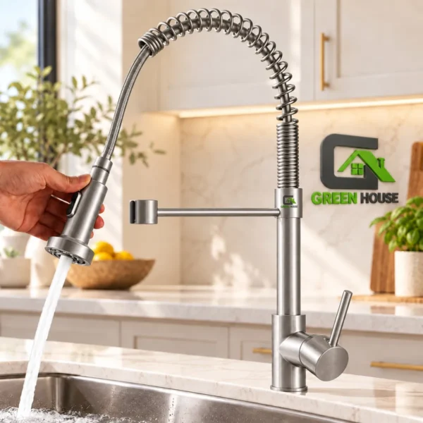 Mezcladora De Cocina Satinado Extraible Espiral Acero Inoxidable Monocomando