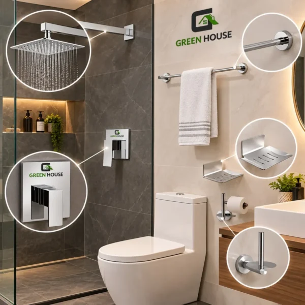 Combo De Ducha 8 Pulgadas Monocomando Mas Kit De Baño Cromado