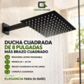 Ducha Cuadrada Negro De 8 Pulgadas Mas Brazo Cuadrado