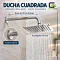 Ducha Cuadrada Cromado Brillante De 10 Pulgadas Acero Inoxidable
