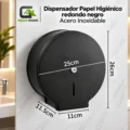 Dispensador  Papel Higiénico Redondo Negro Acero Inoxidable