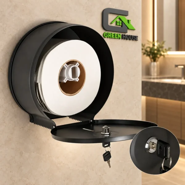 Dispensador  Papel Higiénico Redondo Negro Acero Inoxidable