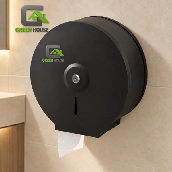 Dispensador  Papel Higiénico Redondo Negro Acero Inoxidable