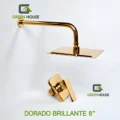 Juego De Ducha Acero Inoxidable  8 Pulgadas + Mezcladora De Ducha Dorado Brillante