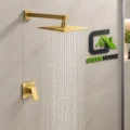 Kit De Ducha 8 Pulgadas Acero Satinado + Accesorios Dorado Satinado