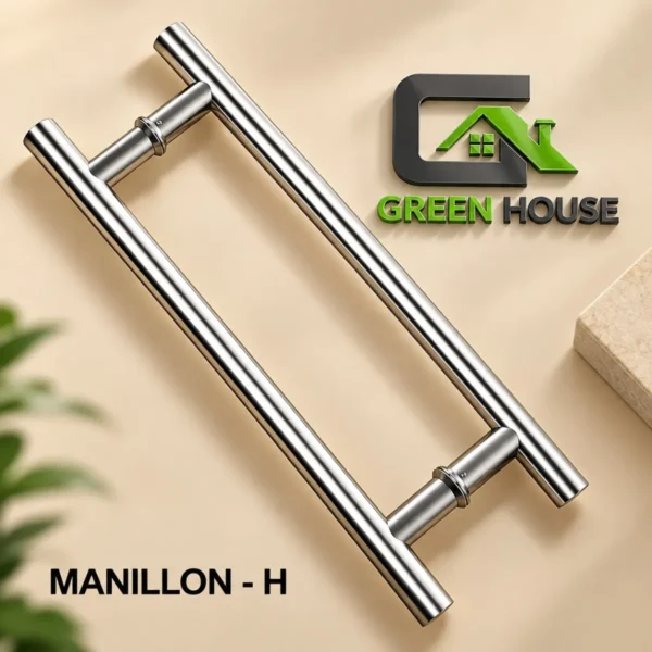 Manillon H Acero Inoxidable 120cm Brillante Puerta Madera - Vidrio- Metal