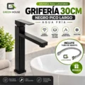 Griferia De Lavatorio Agua Fria Pico Largo 30cm Negro Mate