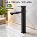 Griferia De Lavatorio Agua Fria Pico Largo 30cm Negro Mate