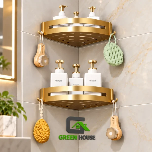 Esquinero Organizador Ducha Dorado Acero Inoxidable