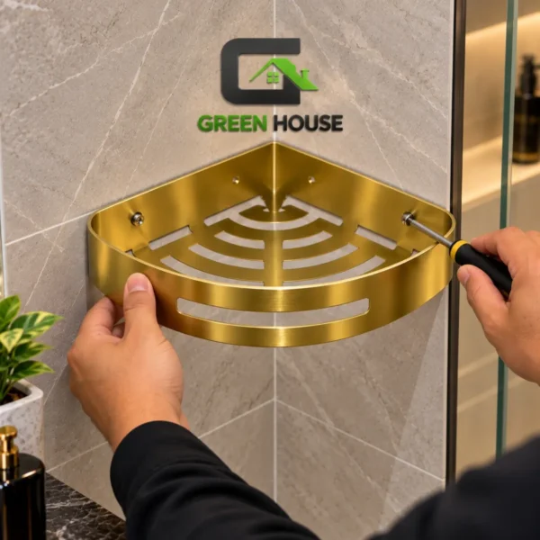 Esquinero Organizador Ducha Dorado Acero Inoxidable