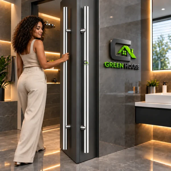 Manillon H Acero Inoxidable 120cm Brillante Puerta Madera - Vidrio- Metal