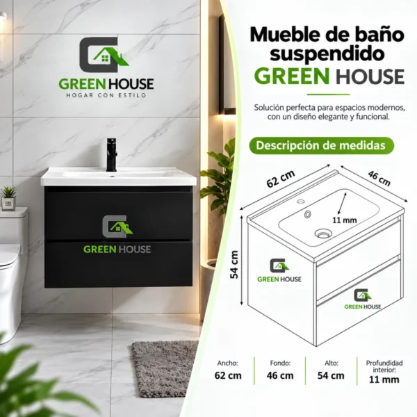 Elegante Combo De Baño Inodoro + Vanitorio + Espejo Led + Ducha 10" + Accesorios