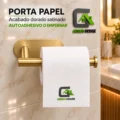Porta Papel Higienico Autoadhesivo Dorado Satinado Acero Inoxidable 16cm