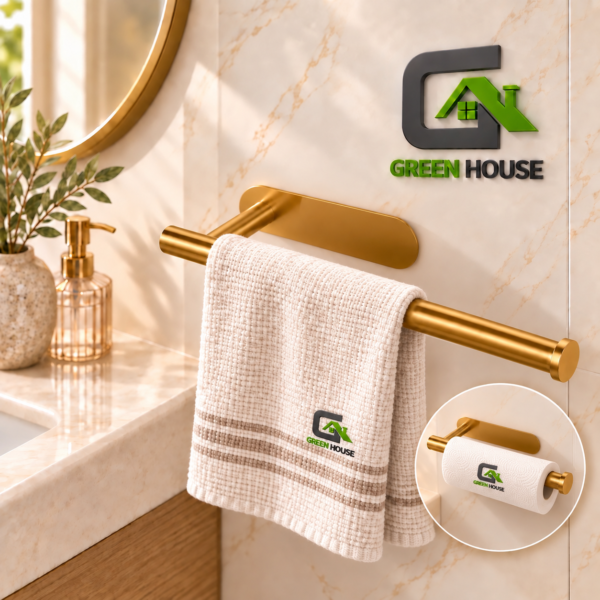 Porta Papel Toalla – Bolsa – Secador De Manos – Acero Inoxidable Dorado Satinado 32cm
