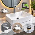 Combo De Lavatorio Griferia Agua Fria Caida Cascada + Desague Cromado