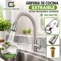 Griferia De Cocina Extraible Acero Inoxidable Satinado Solo Agua Fria