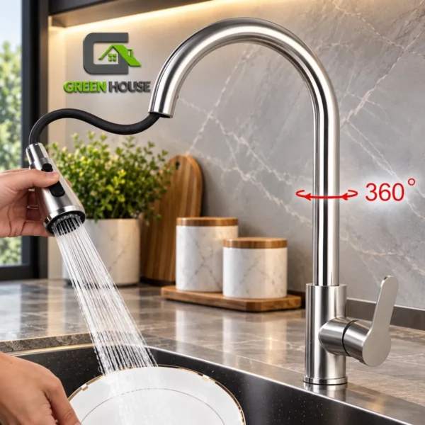 Griferia  De Cocina Extraible Acero Inoxidable Satinado Solo Agua Fria