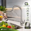Griferia De Cocina Extraible Acero Inoxidable Satinado Solo Agua Fria