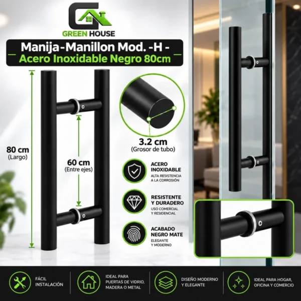 Manija - Manillon Acero Inoxidable Mod H - Negro 80cm