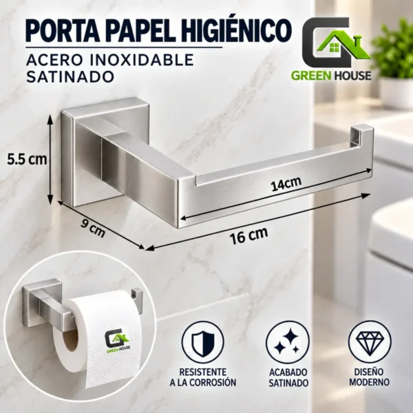 Porta Papel Higiénico Acero Inoxidable Satinado