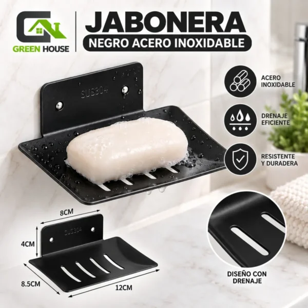 Jabonera Negro Acero Inoxidable