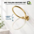 Toallero De Mano De Anillo Dorado Satinado Acero Inoxidable