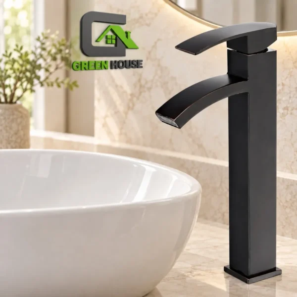 Mezcladora Monocomando De Lavatorio Negro Acero Inoxidable 30CM M8778