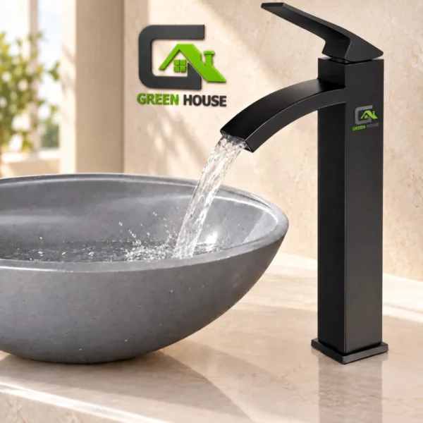 Mezcladora Monocomando De Lavatorio Negro Acero Inoxidable 30CM M8778