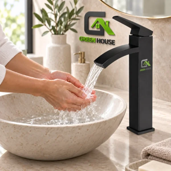 Mezcladora Monocomando De Lavatorio Negro Acero Inoxidable 30CM M8778